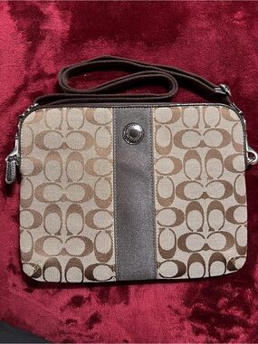 Vintage Y2K COACH 63219 SIGNATURE STRIPE TABLET CROSSBODY